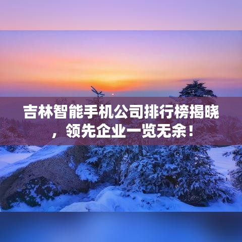 吉林智能手机公司排行榜揭晓，领先企业一览无余！