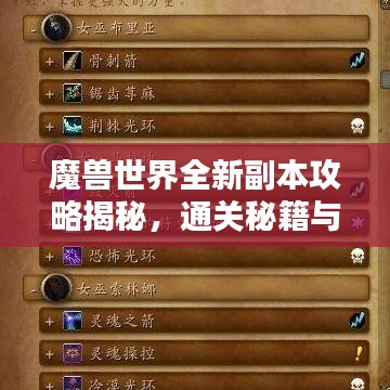 魔兽世界全新副本攻略揭秘，通关秘籍与详解