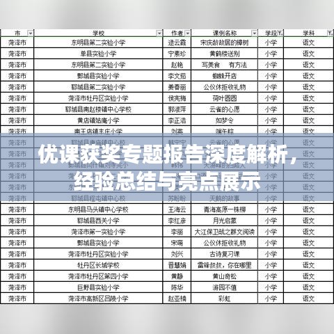 优课获奖专题报告深度解析，经验总结与亮点展示