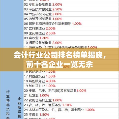 会计行业公司排名榜单揭晓，前十名企业一览无余